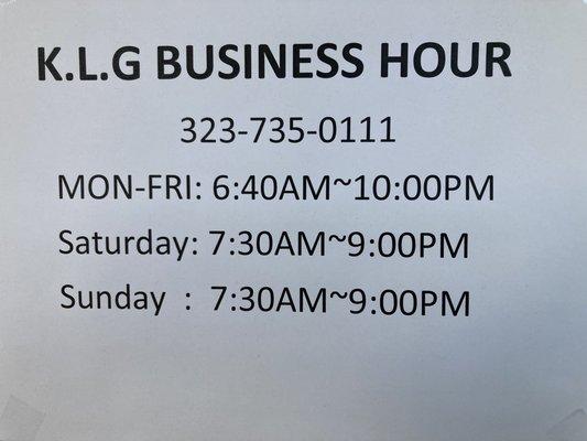 2023  Business Hours