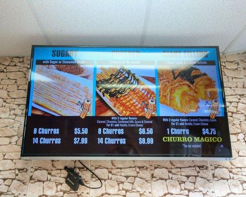 The churros menu