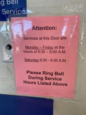 Service door hours