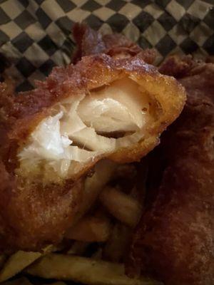 Up close and personal with the inside of a piece of Fried Cod