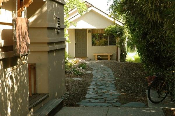 Stone pathway leading to the Community House