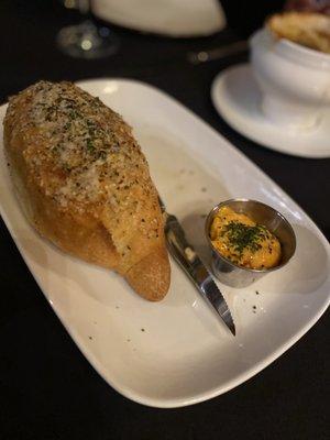 Garlic bread with some red pepper spice