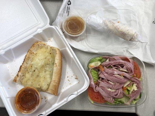 Sm antipasto salad and (half of the) garlic bread