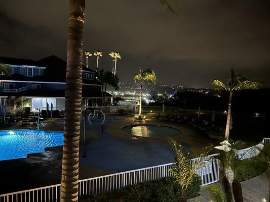 Pool view at night