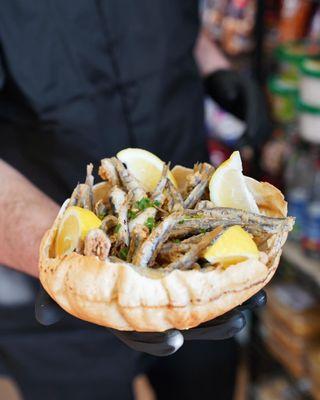 Fried Mediterranean anchovies.