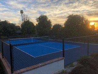 Pickleball court at sunset