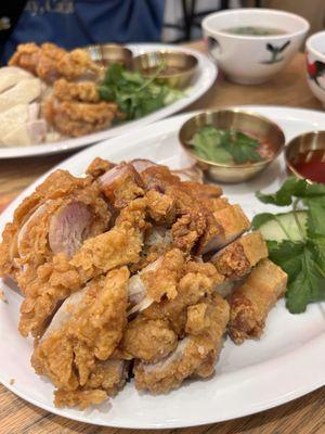 Khao Man Gai Pi Set (Combo) - pork belly and fried chicken