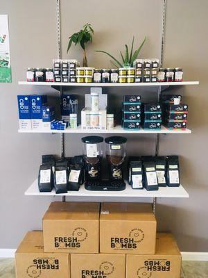 CBD coffee, k-cups, teas, jams & honey