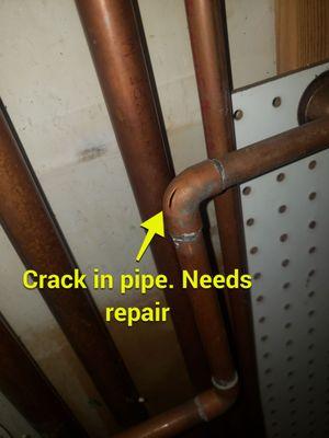 A frozen pipe can burst as it thaws. A small crack like this can mean a lot of water damage, so be sure to call AdvantaClean right away!