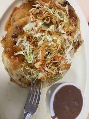 Pupusas revueltas, got a side of beans and rice (my preference)