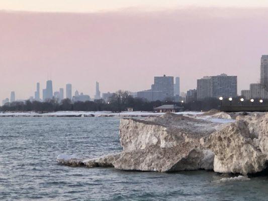 A view of downtown Chicago from Berger Park.