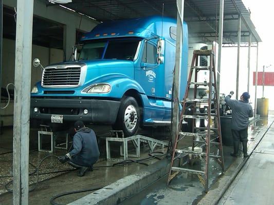 giving the truck a steam clean for dlt inspection