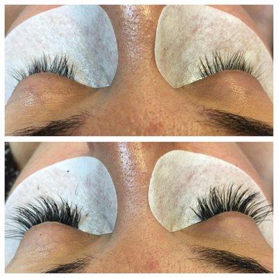 Lash extensions before and after