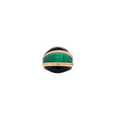 Vintage malachite onyx 14 karat gold ring 1970's