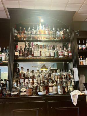 The bourbon selection at the bar