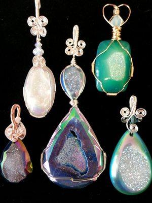 Hand Wire Wrapped Crystal and Simi-precious Gem Stones