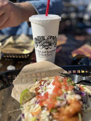 Sitting in the patio enjoying a great taco and the California sun!