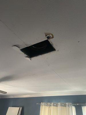 Missing vent and Sheetrock damaged