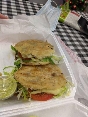 Beef gorgitas with lettuce tomato and avacado