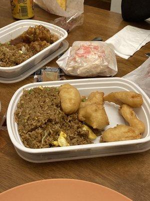 Sweet and sour chicken meal and General Tsos Chicken.