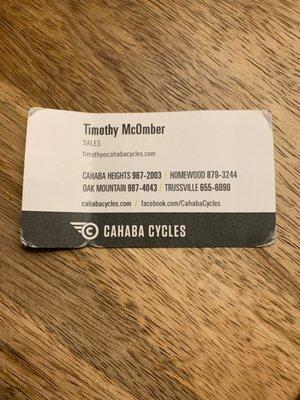 Nicest bike shop employee in Birmingham! IMHO !