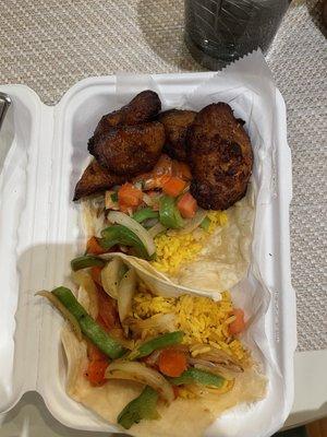 Veggie tacos with fried plantains