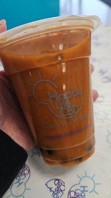 Thai tea with oat milk and boba