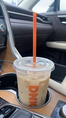 With an iced decaf with cream only in my cup holder-I'm a happy camper!