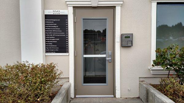 Entrance to 2nd Floor Office Suites, located along the street side of the building