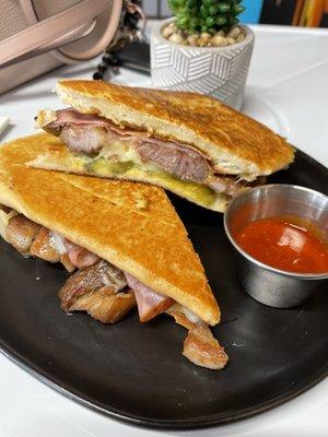 Mexicano- A twist on the classic cubano plus a nice spicy salsa arbol on the side. Special of the week while it lasts!