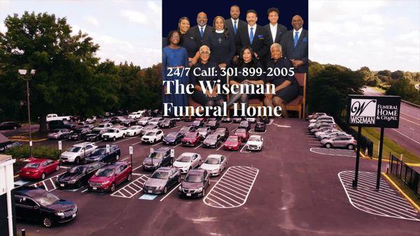 The Wiseman Funeral Home & Chapel rear parking lot.