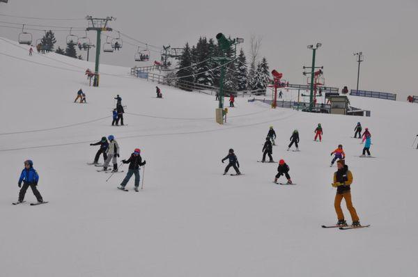 Winter Walden students on the snow.