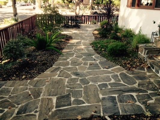 Flagstone patio and front walkway