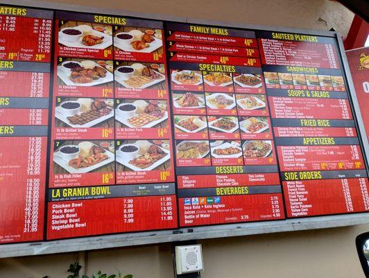 Drive thru menu