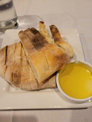 Bread with olive oil for the table