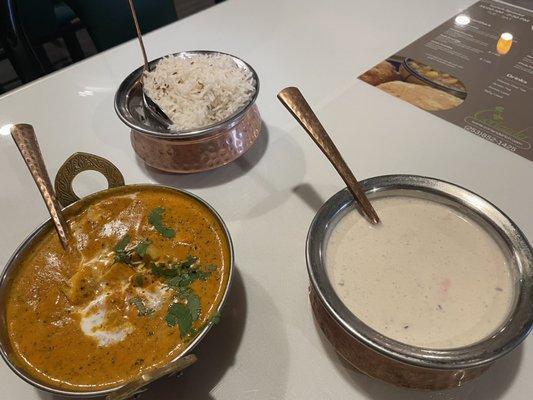 Paneer Tika Masala, Raita, Basmati Rice