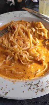 Chicken and shrimp Asiago pasta