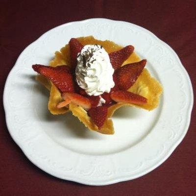 Our Famous Almond Cup Dessert with ice cream & fresh berries