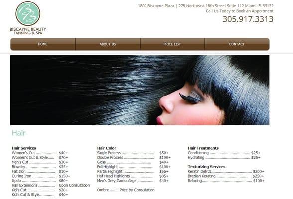 Client Work: Pricelist for upscale hair salon.