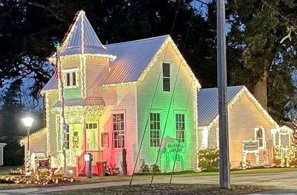 Silverhill Library during the Christmas season.