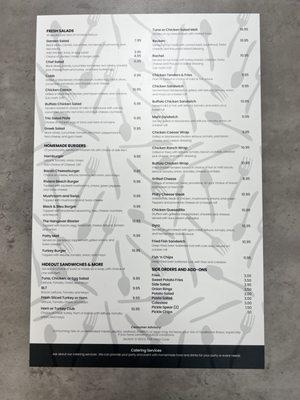 New lunch menu