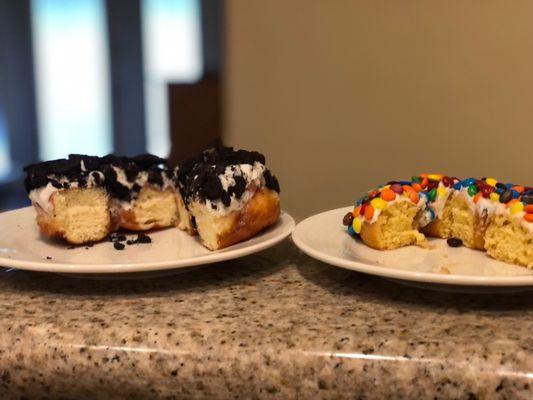 Dirt (left; yeast w Oreo); 8 mile (right ; cake w M&Ms)