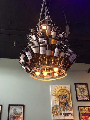 Wine bottle chandelier