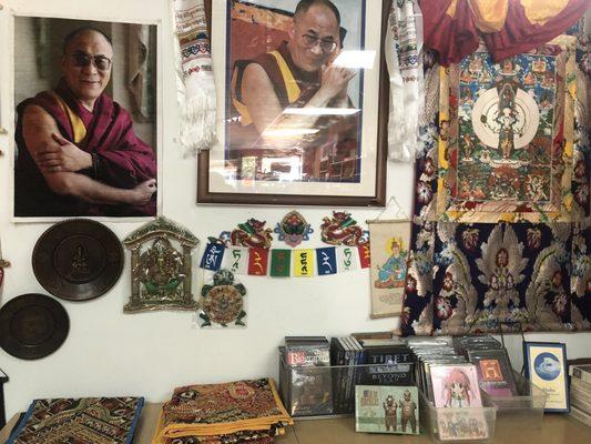 DVDs, textiles, and Dalai Lama iconography