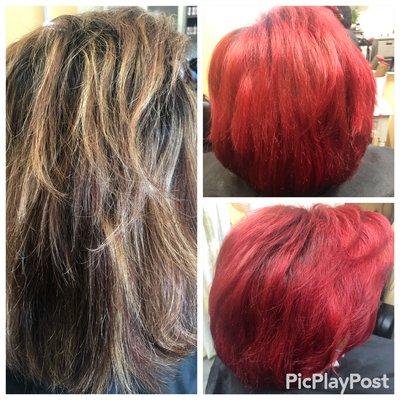 Before and after color cut