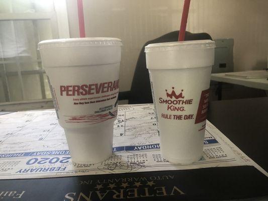 Small and a medium smoothie. They're huge.