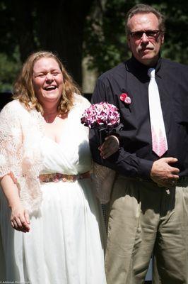 Walking down the isle having fun