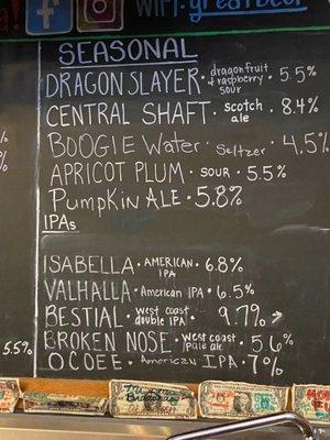 Beer menu