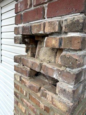 Removed bad cracked brick