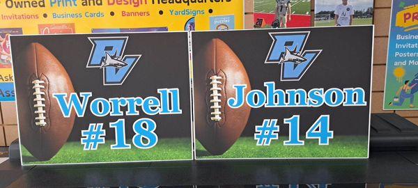 Let us print your sports players outdoor yard signs! We can custom design one for you!